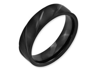 Titanium Swirl Design Black Ip Plated 6mm Brushed/Polished Band, Size 11.5