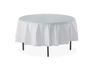 Table Set Round Table Cover, Plastic, 84" Diameter, White, 6/Pack