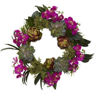 24 Hydrangea Succulent Wreath by Silk Flower Depot