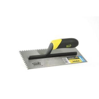 MD Building Products 3/16 in. x 3/16 in. x 3/16 in. Square Notch Stainless Steel Trowel with Comfort Grip 20058