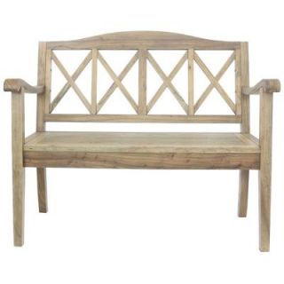Worldwide Homefurnishings Wood Bench with Arms in Honey 401 125HN