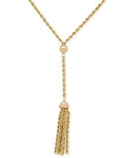 Rope Chain and Tassel Lariat Necklace in 14k Gold   Necklaces