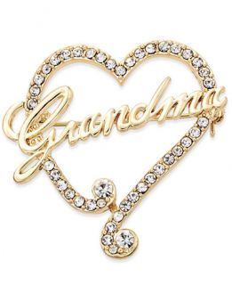 Charter Club Gold Tone Grandma Pavé Heart Pin, 