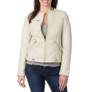 Whet Blu Womens Cream Quilted Leather Jacket