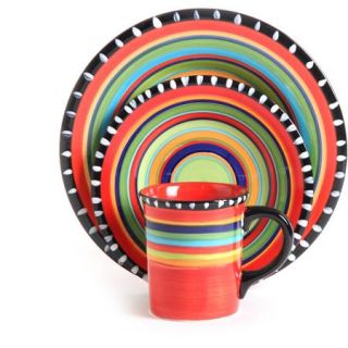 Gibson Home Pueblo Springs Handpainted 16 Piece Dinnerware Set, Multi Color