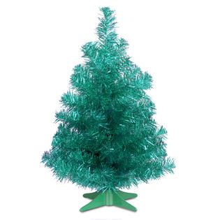 National Tree Company 2Ft Unlit Turquoise Tinsel Tree   Seasonal