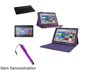 Insten For Microsoft Surface Pro 3 12 inch Folio Leather Case  Purple + Film + Stylus + Keyboard 2051298
