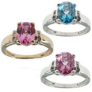 MV 14K Diamond and Gemstone Ring Sky Blue Topaz and White Gold or Pink