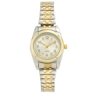Ladies Watch with Round Two tone Case, White Dial and TT Expansion