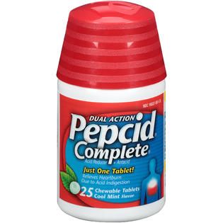 Pepcid Relieves Heartburn Chewable Cool Mint Tablets Complete Acid