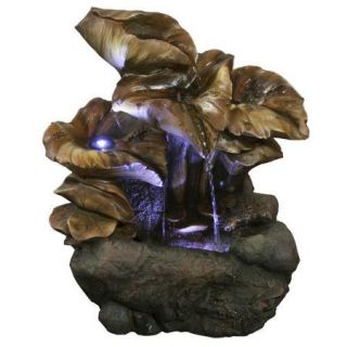 Hi Line Gift Ltd. Fiber and Resin Water Lily Leaves Fountain