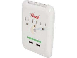 Open Box Rosewill RHSP 13002   Wall Mounted Surge Protector   3 Outlets   2 Port 2.1 A USB Charger