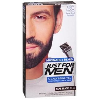 JUST FOR MEN Color Gel Mustache & Beard M 55 Real Black 1 Each (Pack of 6)