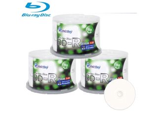 Smartbuy 6X BD R 25GB White Inkjet Hub Printable Video Audio Photo Data Recordable Disc (150 Packs)