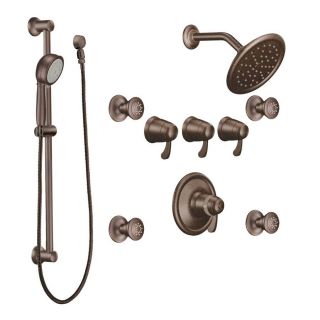 Moen Oil Rubbed Bronze 4 Handle Vertical Shower Sytem Trim Kit with Multi Head Showerhead