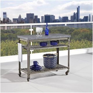 Home Styles Urban Style Kitchen Cart, Aged Metal and Concrete Top