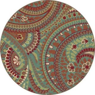 Tayse Rugs Deco Blue 5 ft. 3 in. Transitional Round Area Rug DCO1002 6RND