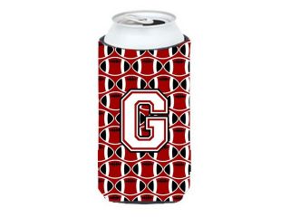 Letter G Football Cardinal and White Tall Boy Beverage Insulator Hugger CJ1082 GTBC