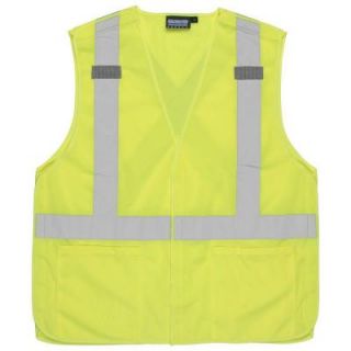 ERB Large S101 Class 2 Tricot Break Away X Back Vest with Hook and Loop Closure in Hi Viz Yellow 61734
