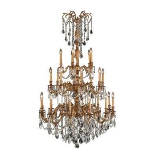 Worldwide Lighting Windsor Collection 25 Light French Gold Chandelier with Clear Crystal W83311FG38 CL