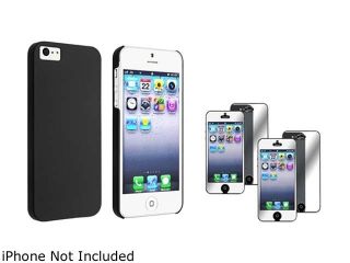 Insten Black Snap On Rubber Coated Case w/ 2 Pack Mirror Screen Protector For iPhone 5 755385