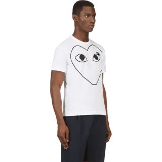 Comme des Garçons Play White Heart Patch Logo Print T Shirt