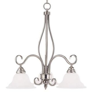 Illumine 3 Light Pewter Chandelier with White Faux Alabaster Glass Shades CLI SH202852046