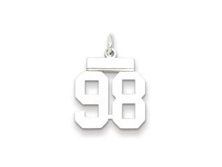 The Athletic Small Polished Number 98 Pendant in Sterling Silver