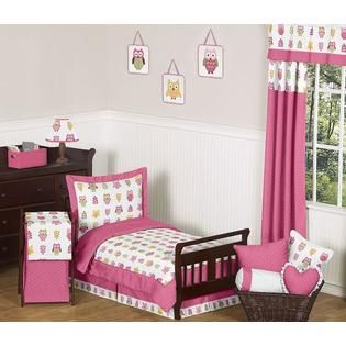 Owl Pink Collection Bedding & Decor Bundle