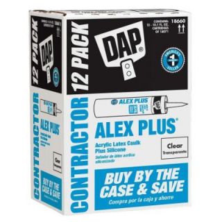 DAP Alex Plus 10.1 oz. Clear Acrylic Latex Caulk Plus Silicone(12 Pack) 18660