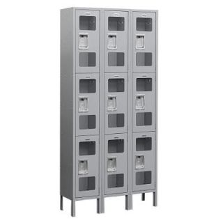 Salsbury Industries S 63000 Series 36 in. W x 78 in. H x 18 in. D 3 Tier See Through Metal Locker Assembled in Gray S 63368GY A