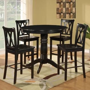 Dorel Home Furnishings 5 Piece Black Counter Height Pedestal Dining