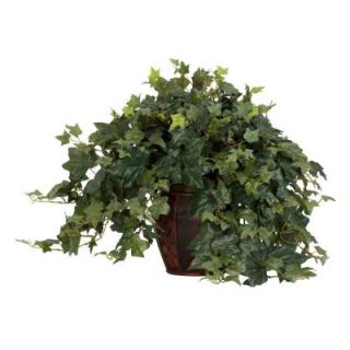 Nearly Natural 21 in. H Green Puff Ivy with Decorative Vase Silk Plant 6660