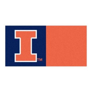 FANMATS NCAA   University of Illinois Navy Blue and Orange Nylon 18 in. x 18 in. Carpet Tile (20 Tiles/Case) 8530