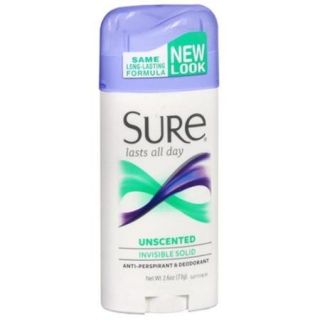 Sure Anti Perspirant Deodorant Invisible Solid Unscented 2.60 oz (Pack of 3)