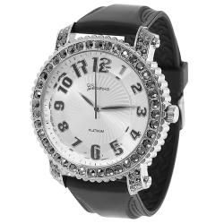 Geneva Platinum Womens Rhinestone accented Large Face Silicone Watch