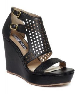 XOXO Ruby Perforated Platform Wedge Sandals