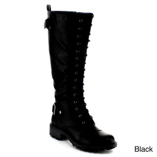 Nature Breeze Womens Combat 01 Lace up Knee high Boots  