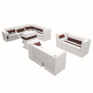 Toonmate Deluxe Pontoon Furniture w/Classic Base   Complete Boat Big L Package 96764whtredchr