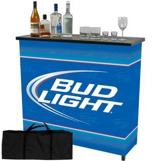 Trademark  Bud Light Metal 2 Shelf Portable Bar Table w/ Carrying Case