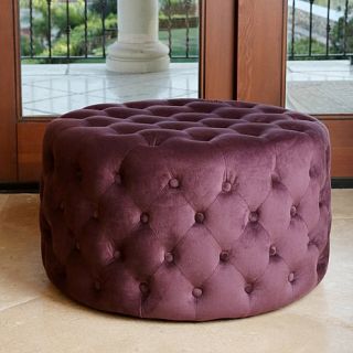 Abbyson Living Jemma Round Tufted Velvet Ottoman   Purple   7874542