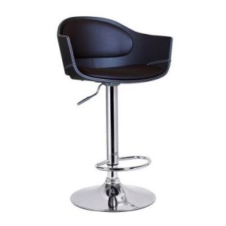 Worldwide Homefurnishings 24 in. Adjustable Faux Leather and Chrome Bar Stool in Brown and White 203 864BN