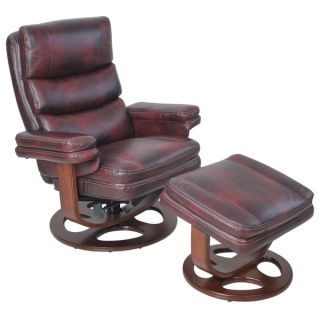 Bruite Saddle Top Grain Leather Recliner with Ottoman