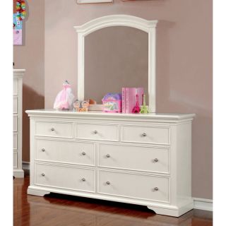 Furniture of America Elegant Tiana White 2 Piece Dresser and Mirror