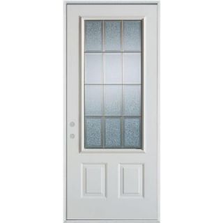 Stanley Doors 36 in. x 80 in. Geometric Zinc 3/4 Lite 2 Panel Prefinished White Steel Prehung Front Door 1000E D 36 R Z