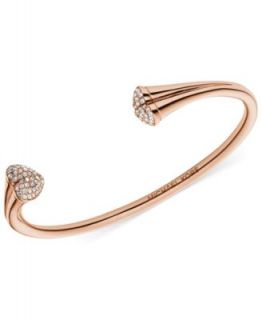 Michael Kors Rose Gold Tone Quartz Pave Pyramid Cuff Bracelet