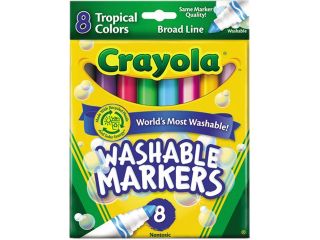 Washable Markers, Conical Point, Tropical Colors, 8/Set