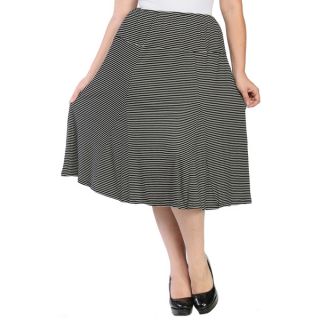 24/7 Comfort Apparel Womens Plus Size Striped Calf length Skirt