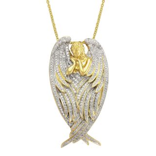 Beverly Hills Charm 14k Yellow Gold 1ct TDW Diamond Angel Necklace (H