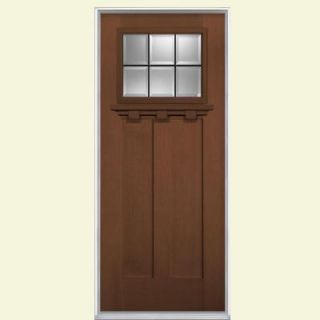 Masonite 36 in. x 80 in. Oaklawn 6 Lite Carmel Fir Grain Textured Fiberglass Prehung Front Door with No Brickmold 26854